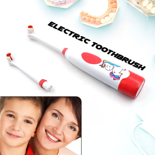 Portable electric toothbrush with extra brush head and batteries