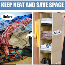 Closet organizer with 4 fabric shelves, hanging system