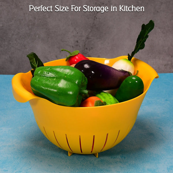 Bowl with strainer for washing fruits and veggies.