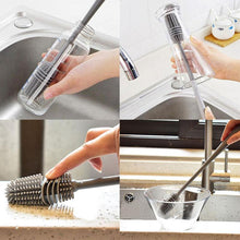 Flexible long brush for cleaning water bottles