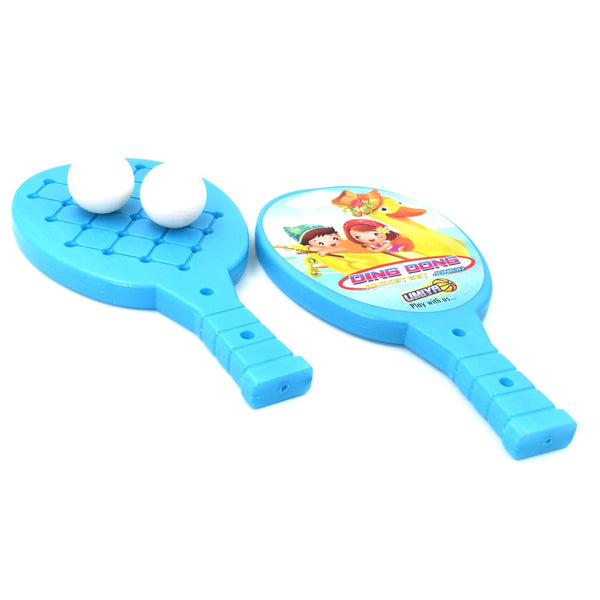 Plastic table tennis set for kids with rackets and ball.