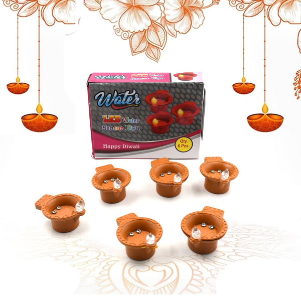 Water Sensor Diyas for Diwali Decoration | Diyas for Home Decoration| Diwali Decoration Items for Home Decor Diyas | Diwali LED Diyas Candle with Water Sensing Technology E-Diya (6Pc Set)