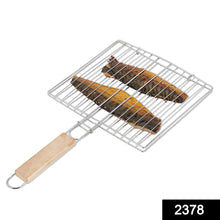 Barbecue grill with wooden handle and square design