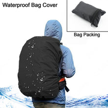 Waterproof nylon rain cover for laptop bags and backpacks, adjustable elastic for a secure fit.