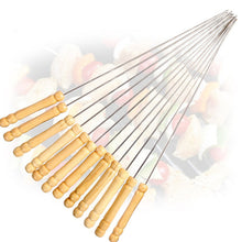 Barbecue skewers with wooden handles for tandoor and grill.