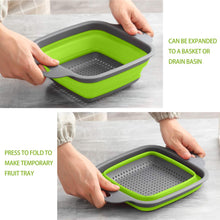 Collapsible dish rack on countertop.