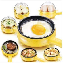 Egg frying pan with built-in boiler