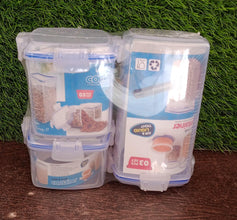 View of clear food storage containers with durable lids