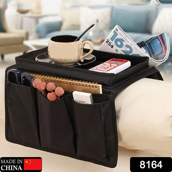 Black sofa armrest organizer for magazines