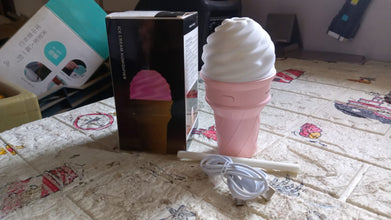 Ice Cream Design LED Humidifier for Freshening Air & Fragrance (Multicoloured)