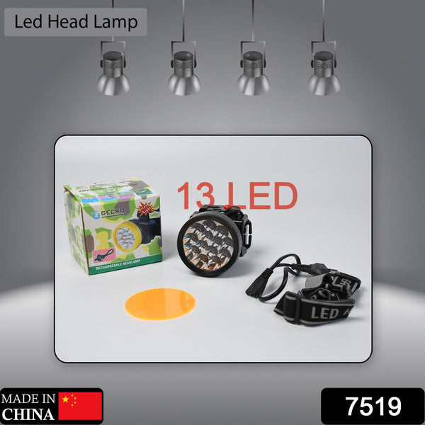 Long-range headlamp with 13 LEDs, adjustable