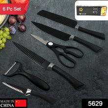 6 Pieces Professional Kitchen Knife Set, Meat Knife, Chef's Knife with Non-Slip Handle for Home, Kitchen and Restaurant with Chef Peeler and Scissor (Stainless Steel / 6 Pcs Set)