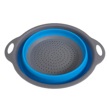 Flexible silicone strainer for utensils.