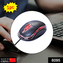 the USB optical mouse, showcasing its shape and features