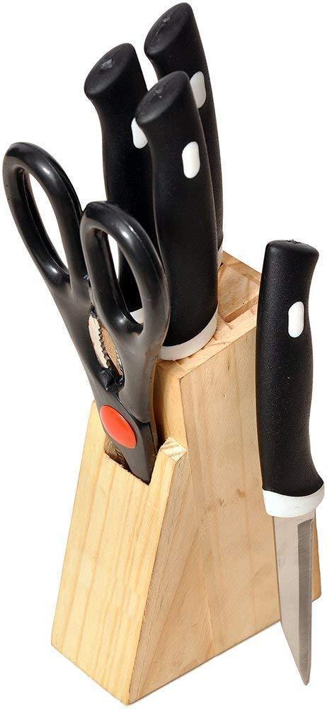 5-piece kitchen knife set with wooden block and scissors