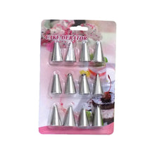 12-piece stainless steel cake decorating nozzles set