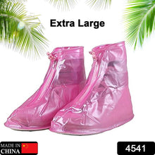 4541 Plastic Shoes Cover Reusable Anti-Slip Boots Zippered Overshoes Covers Pink, Transparent Waterproof Snow Rain Boots for Kids/Adult Shoes, for Rainy Season (XL Size1 Pairs)